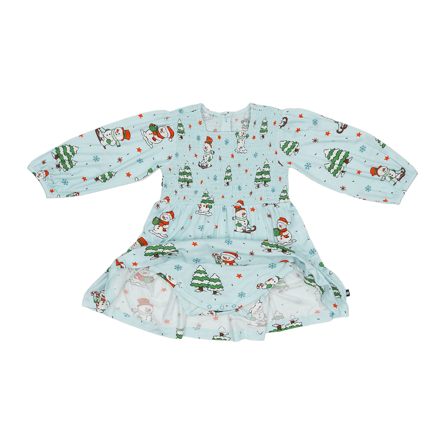 Long Sleeve Smocked Dress in Jingle and Glide
