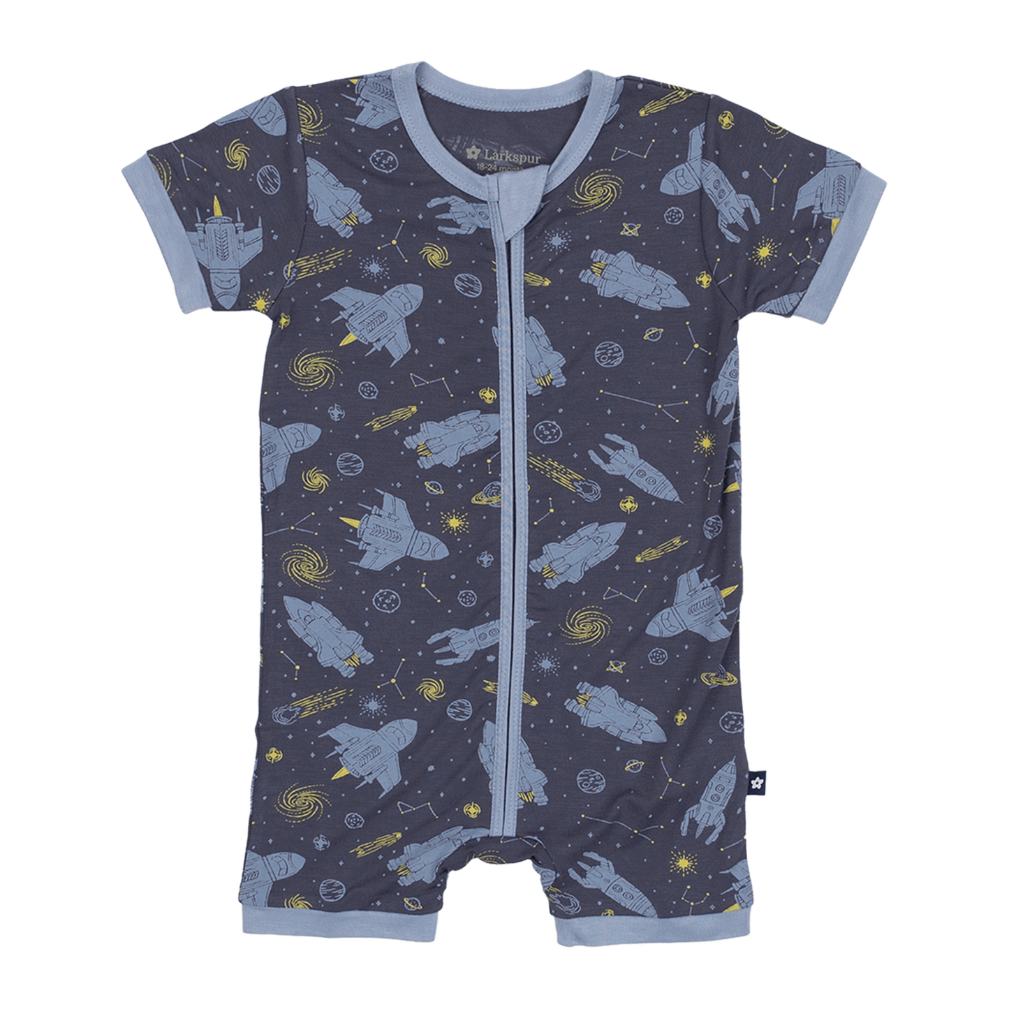 Short Zip Romper in Starships