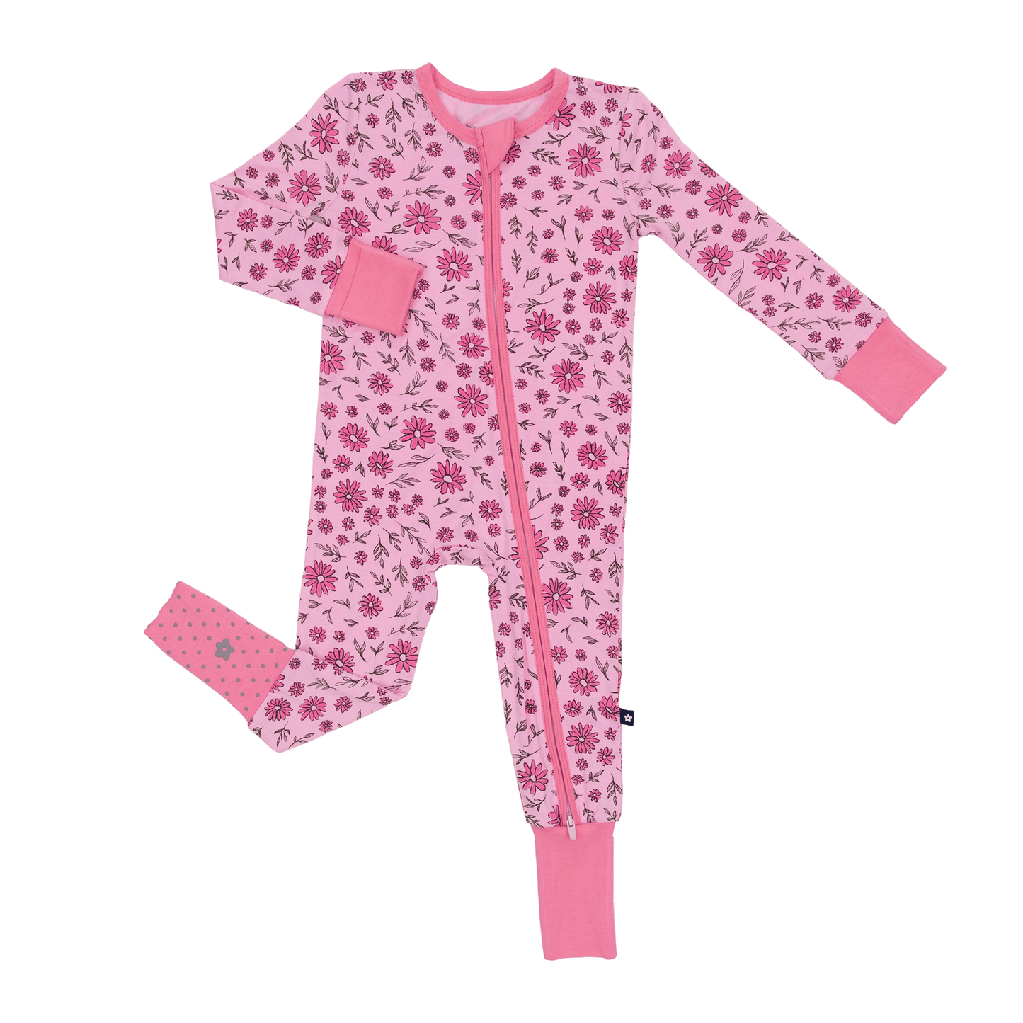 Convertible Footed Romper in Ditsy Daisies