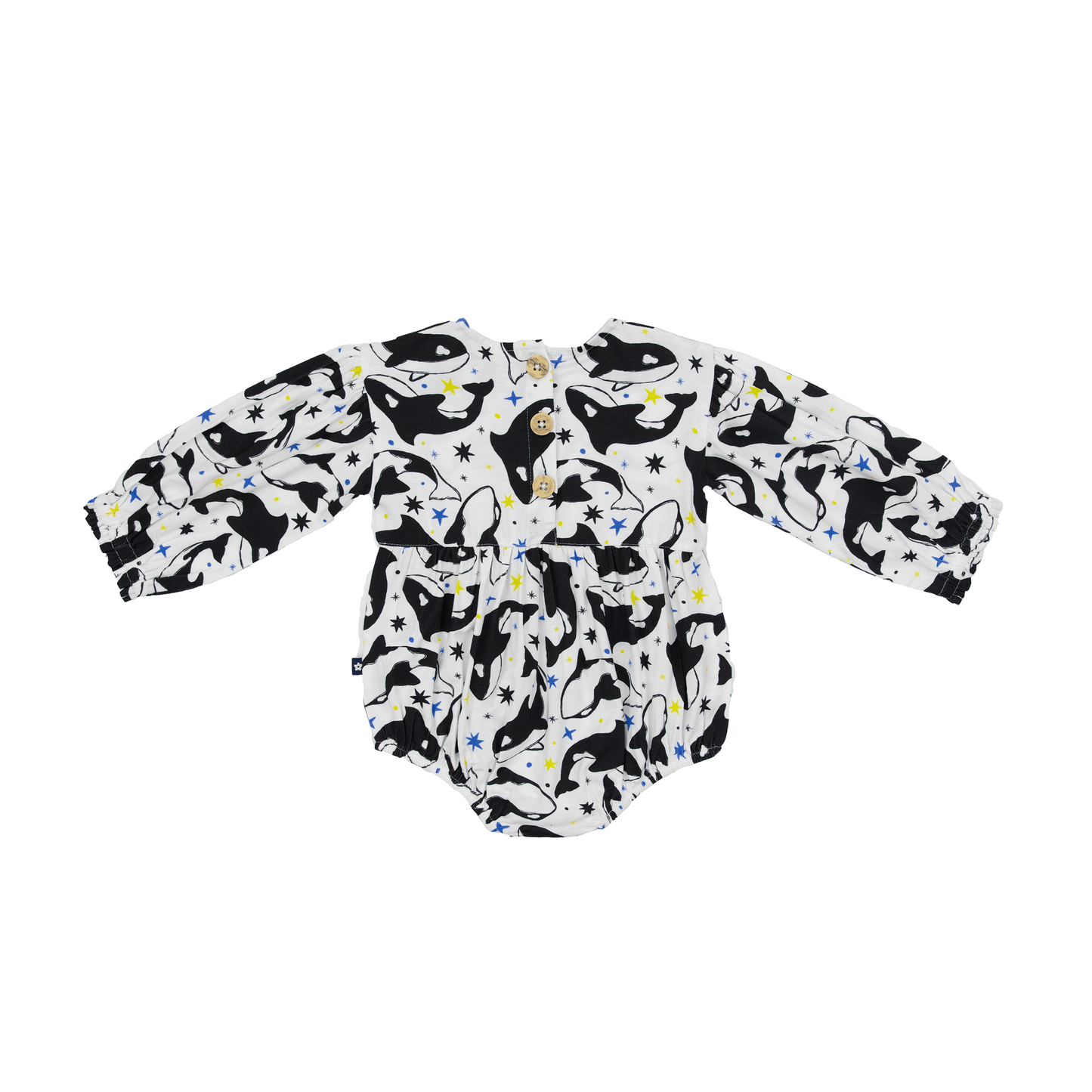 Bubble Romper in Dancing Orcas