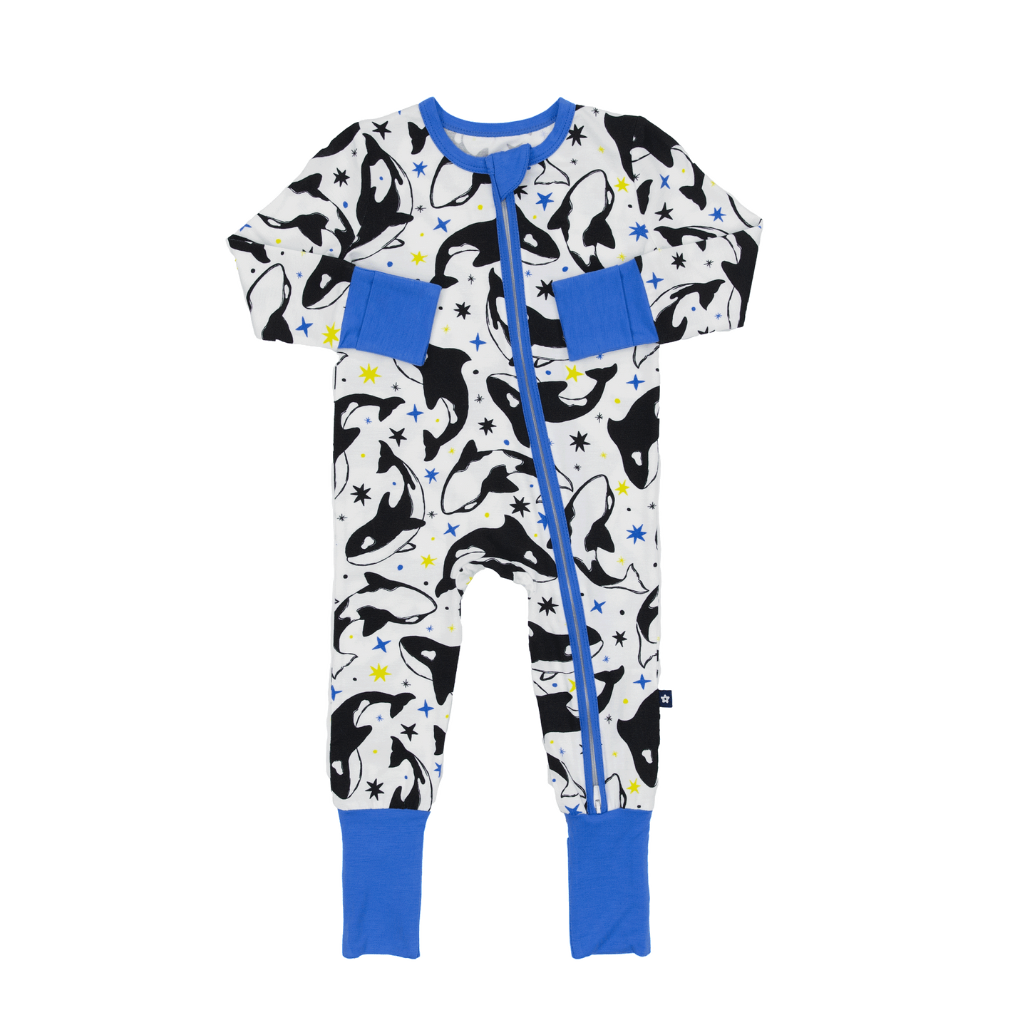 Convertible Footed Romper in Dancing Orcas