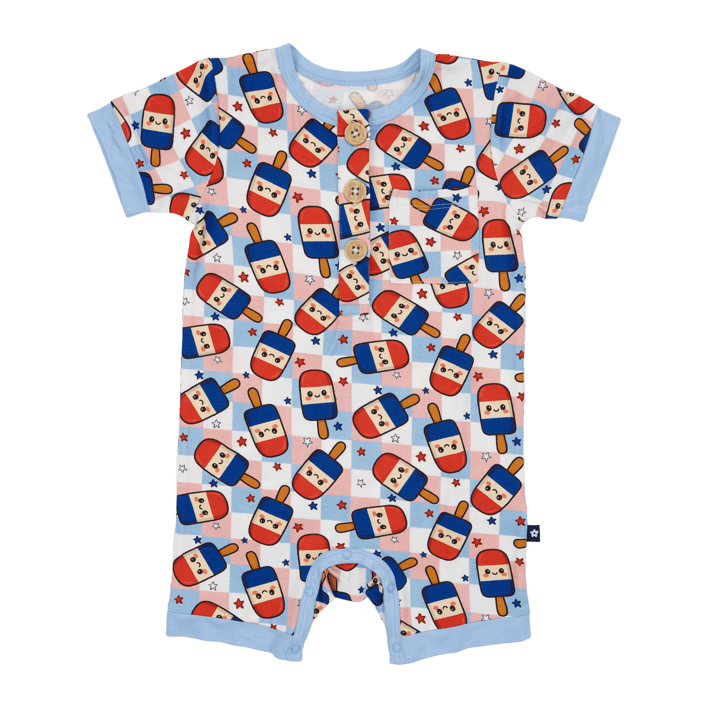 Short Romper in Patriot Pops