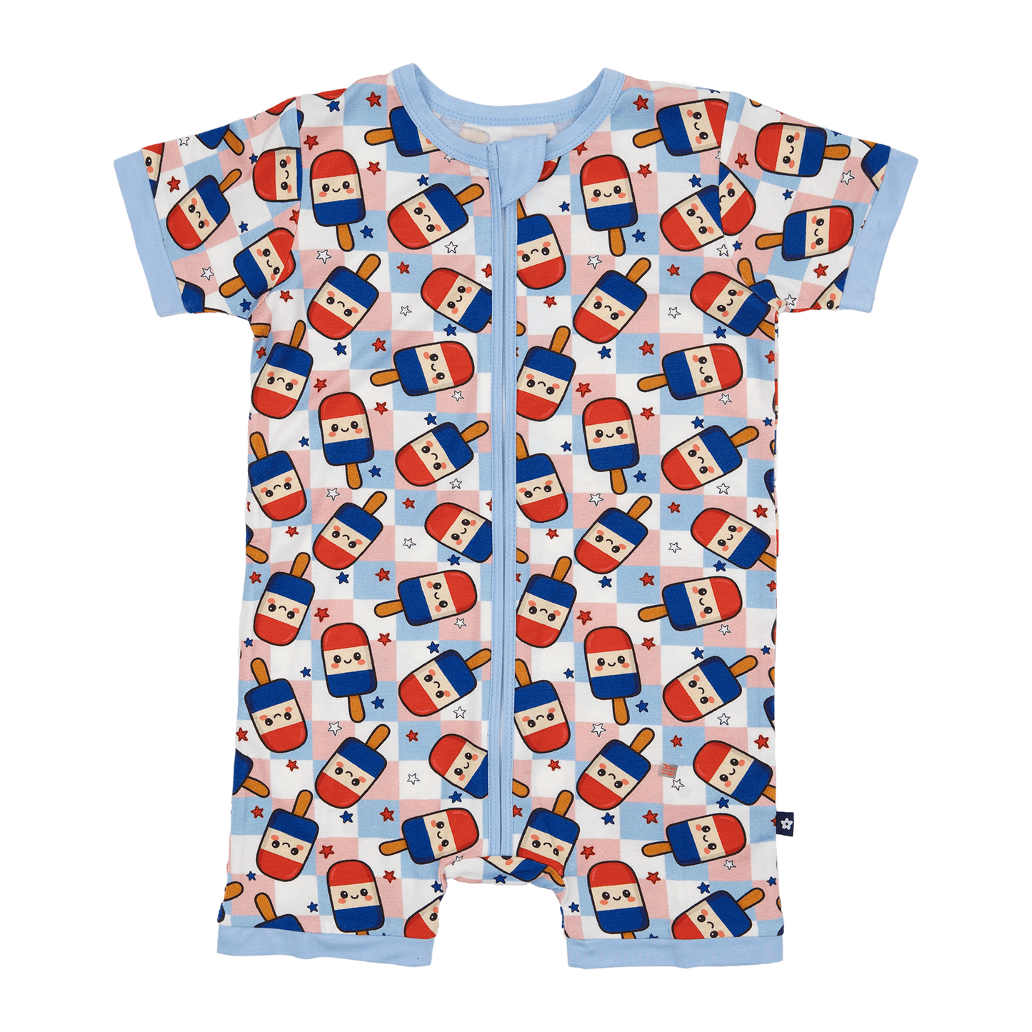Short Zip Romper in Patriot Pops