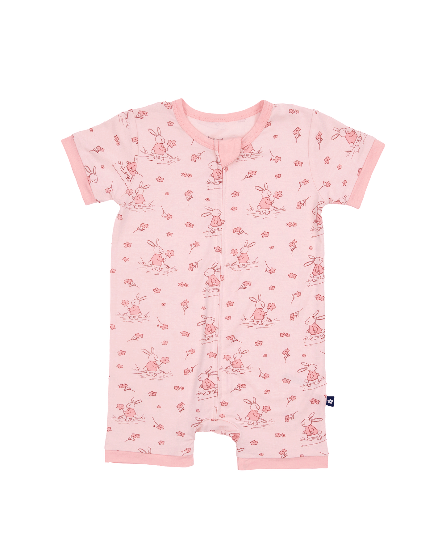 Short Zip Romper in Bunny Blossoms