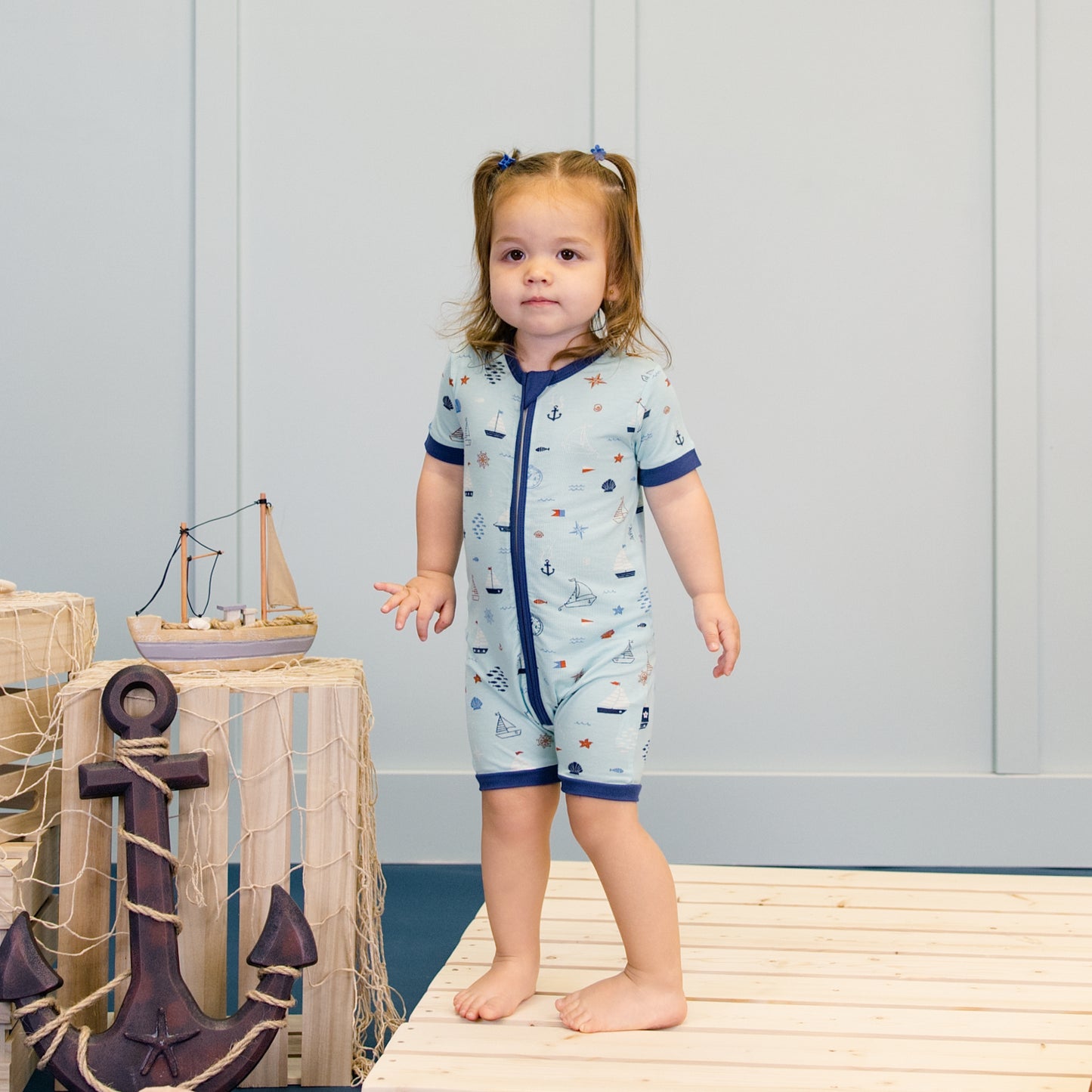 Short Zip Romper in Ship Shape