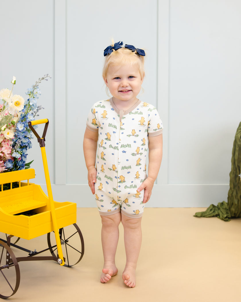 Short Zip Romper in Woodland Journey