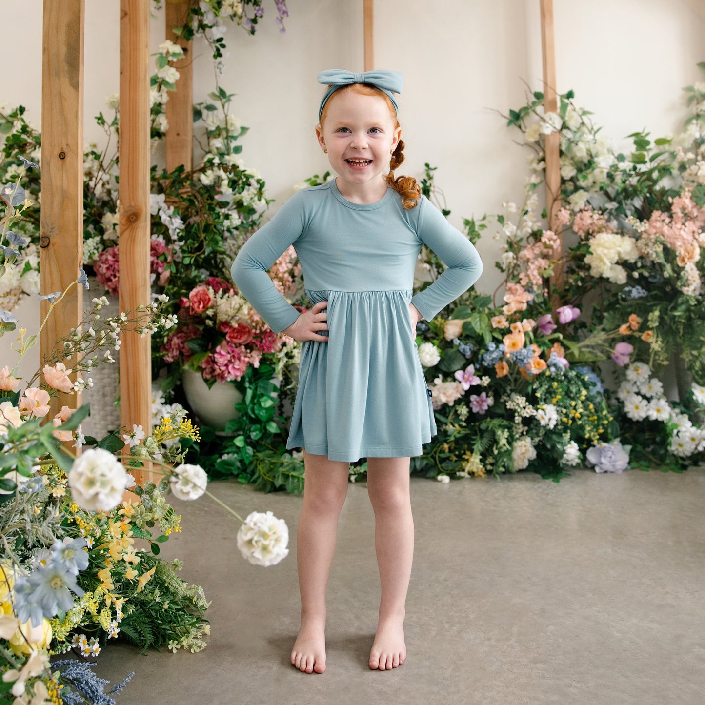 Long Sleeve Twirl Dress in Sky