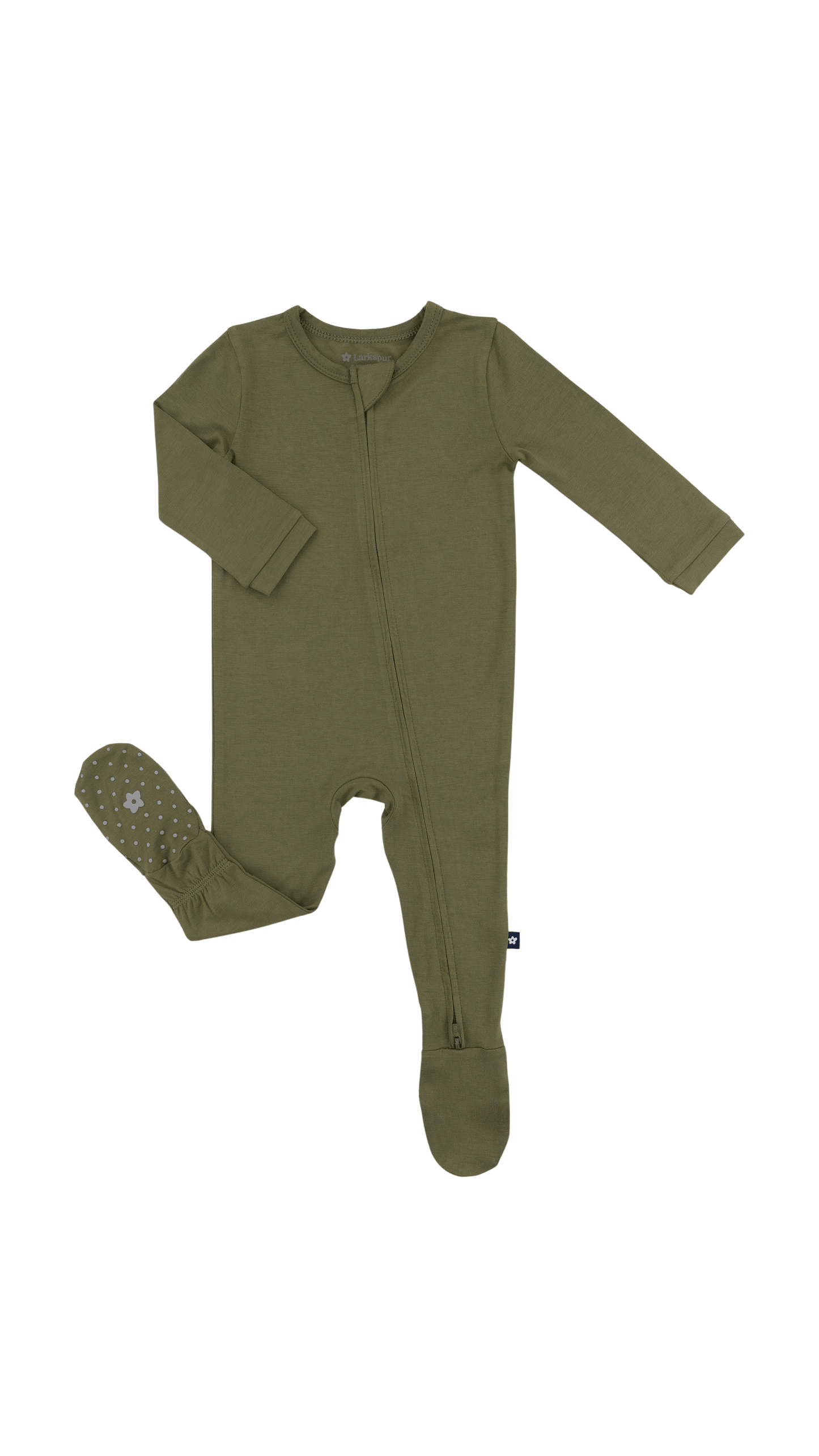 Zip Footie in Olive