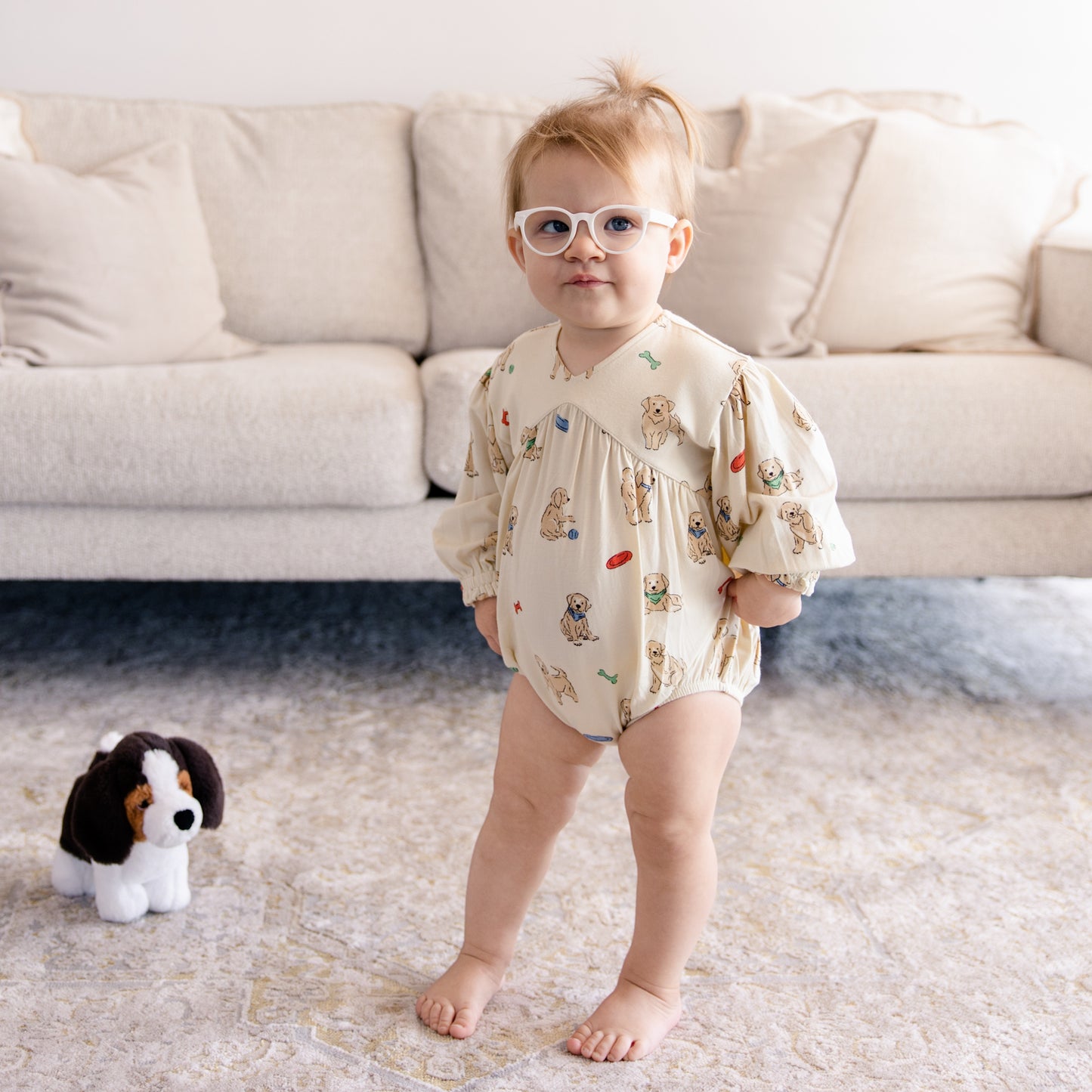 Bubble Romper in Playful Pups