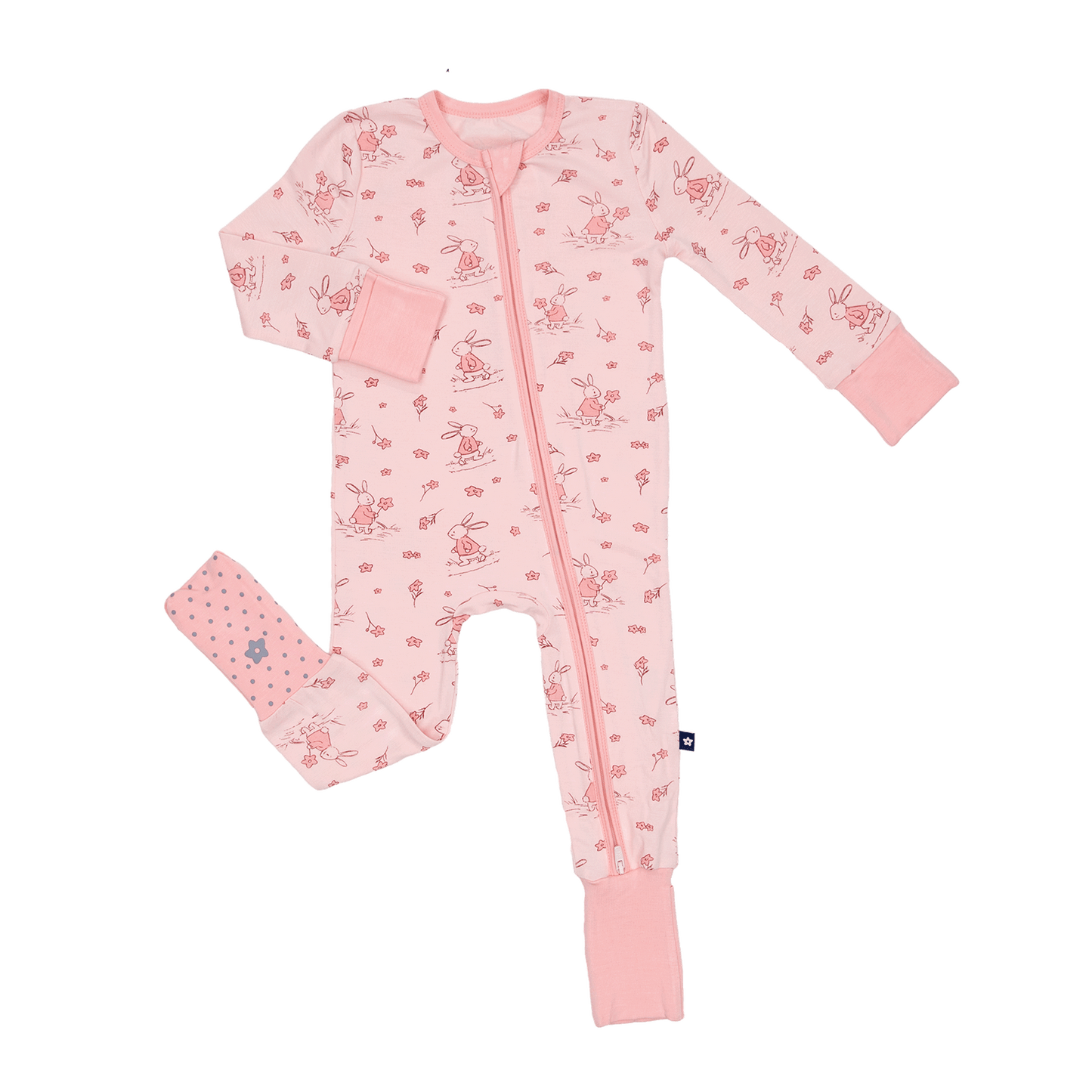 Convertible Footed Romper in Bunny Blossoms