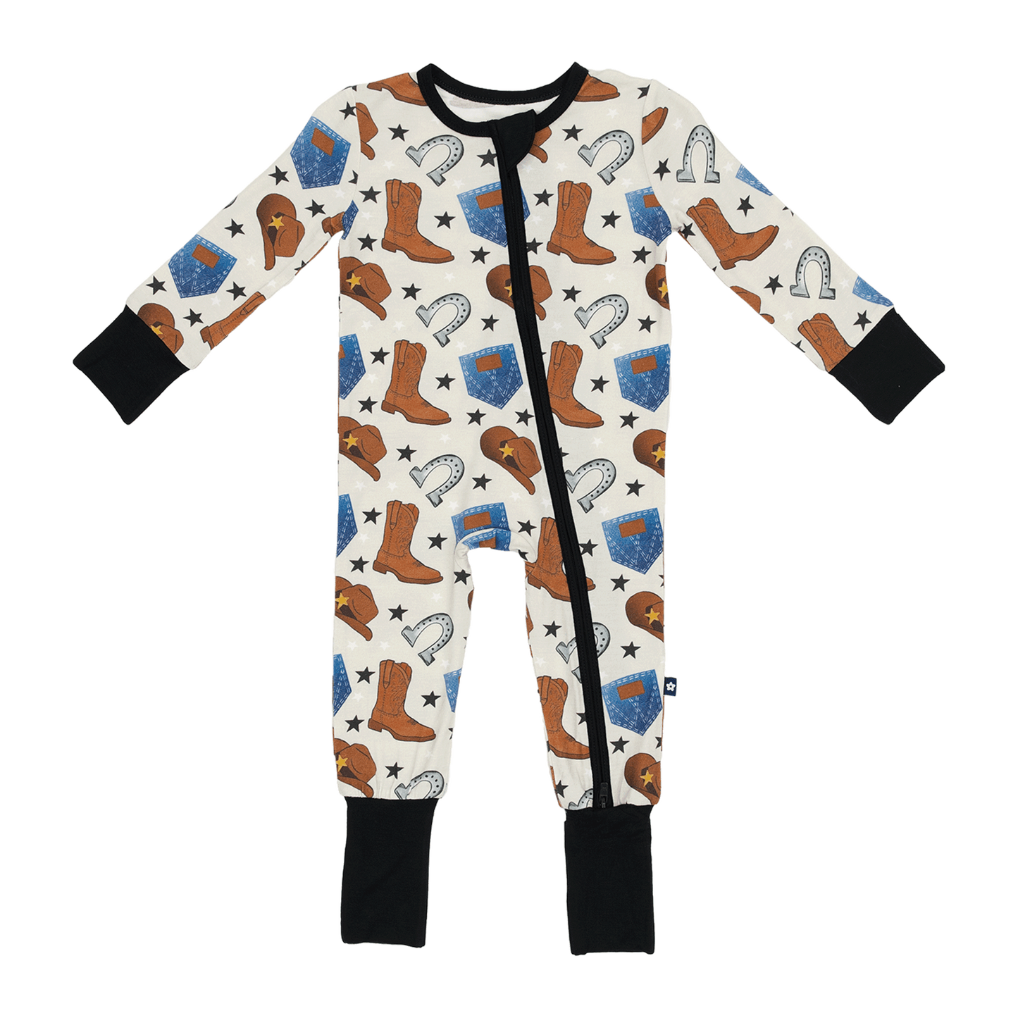 Convertible Footed Romper in Cowboys and Denims