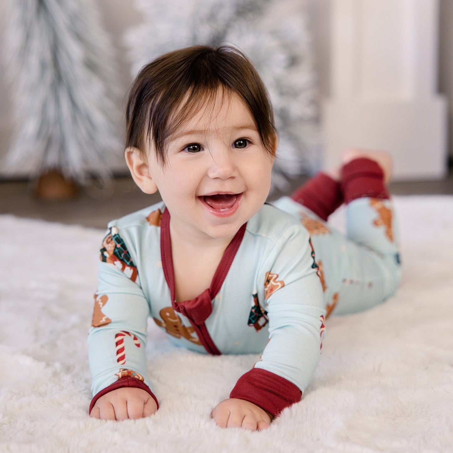 Convertible Footed Romper in Gingerbread Lane