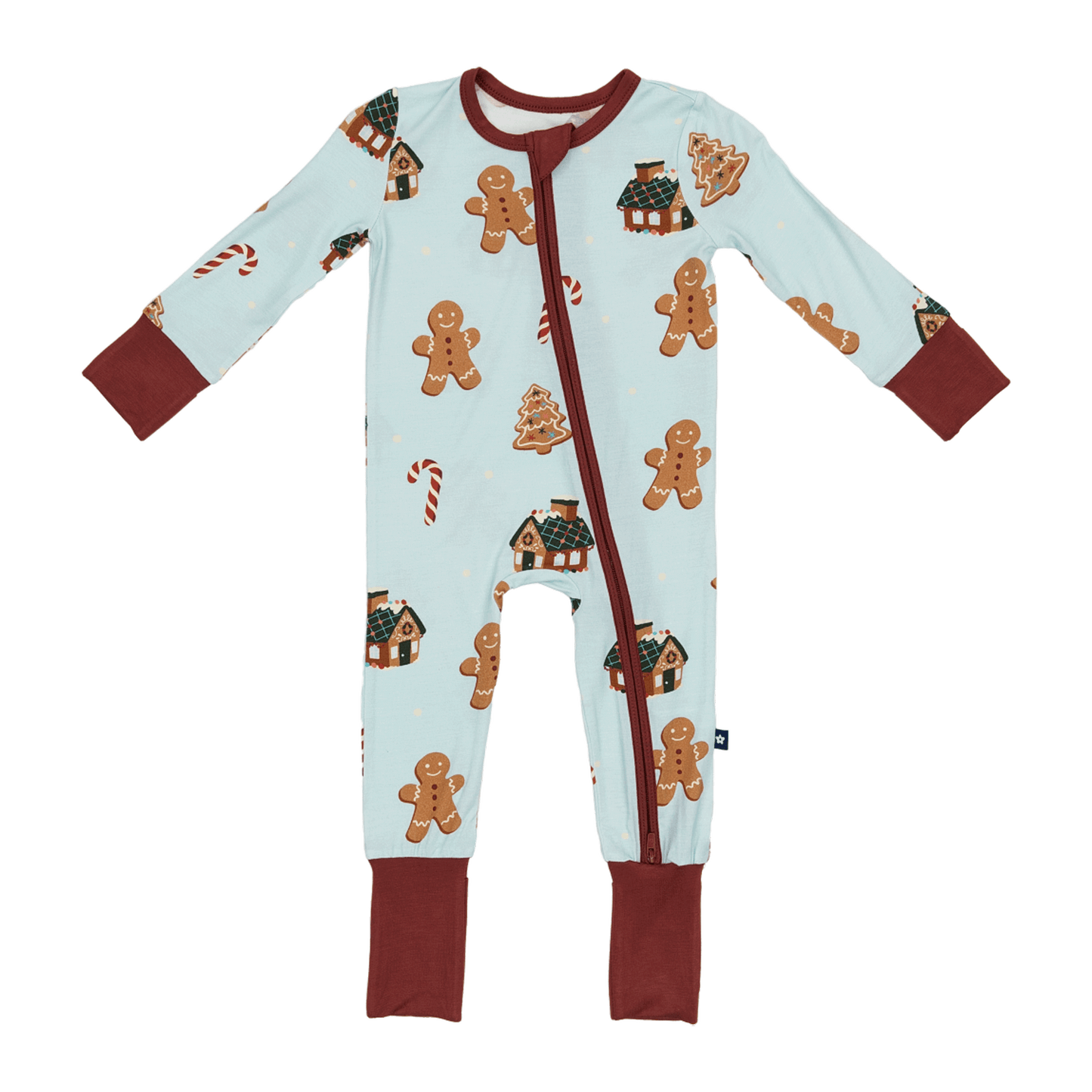 Convertible Footed Romper in Gingerbread Lane