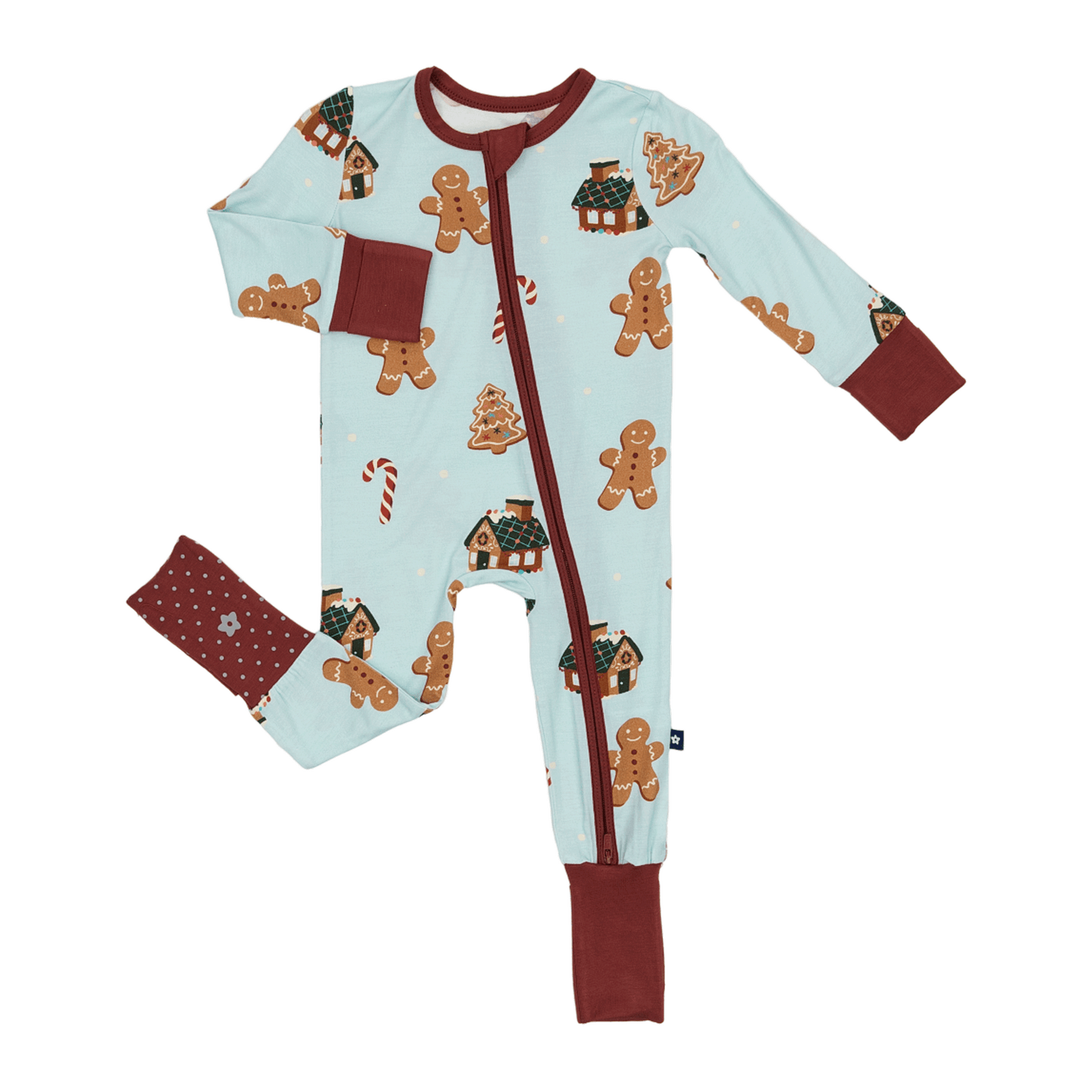 Convertible Footed Romper in Gingerbread Lane