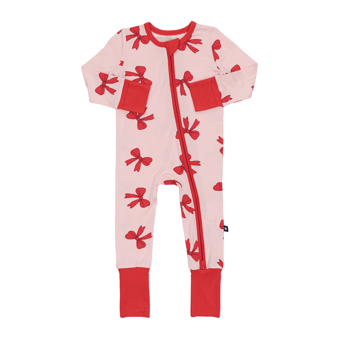 Convertible Footed Romper in Holiday Bows