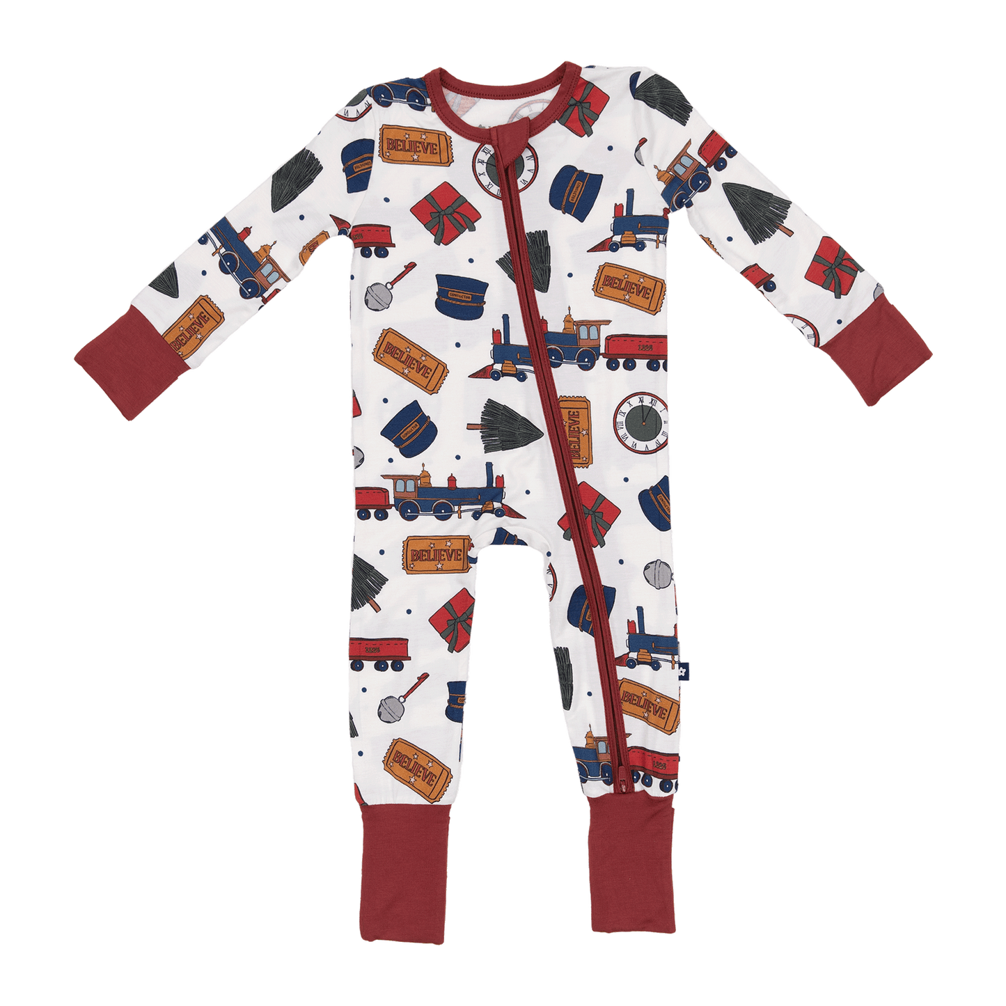 Convertible Footed Romper in Holiday Express