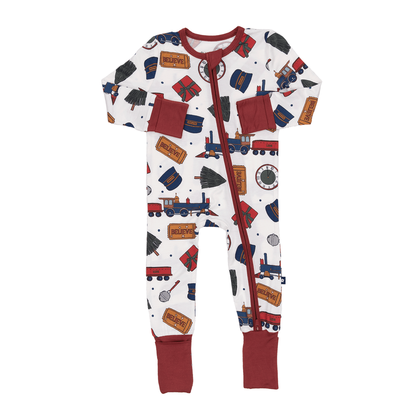 Convertible Footed Romper in Holiday Express