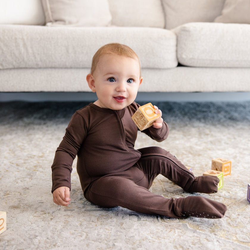 Convertible Footed Romper in Hot Fudge