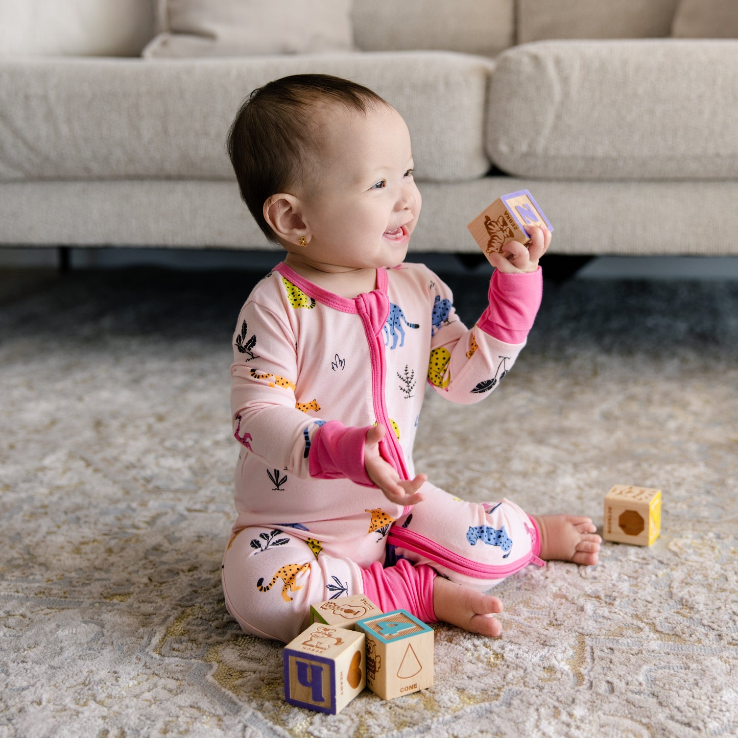 Convertible Footed Romper in Jungle Cat