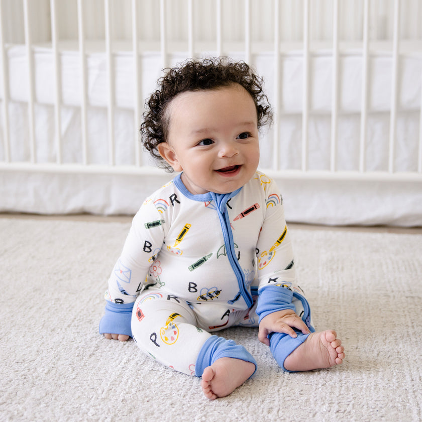 Convertible Footed Romper in Lively Letters