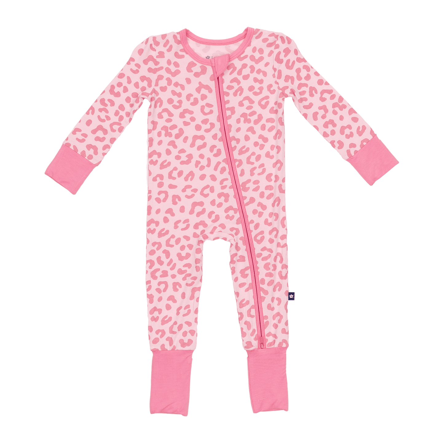 Convertible Footed Romper in Pink Leopard