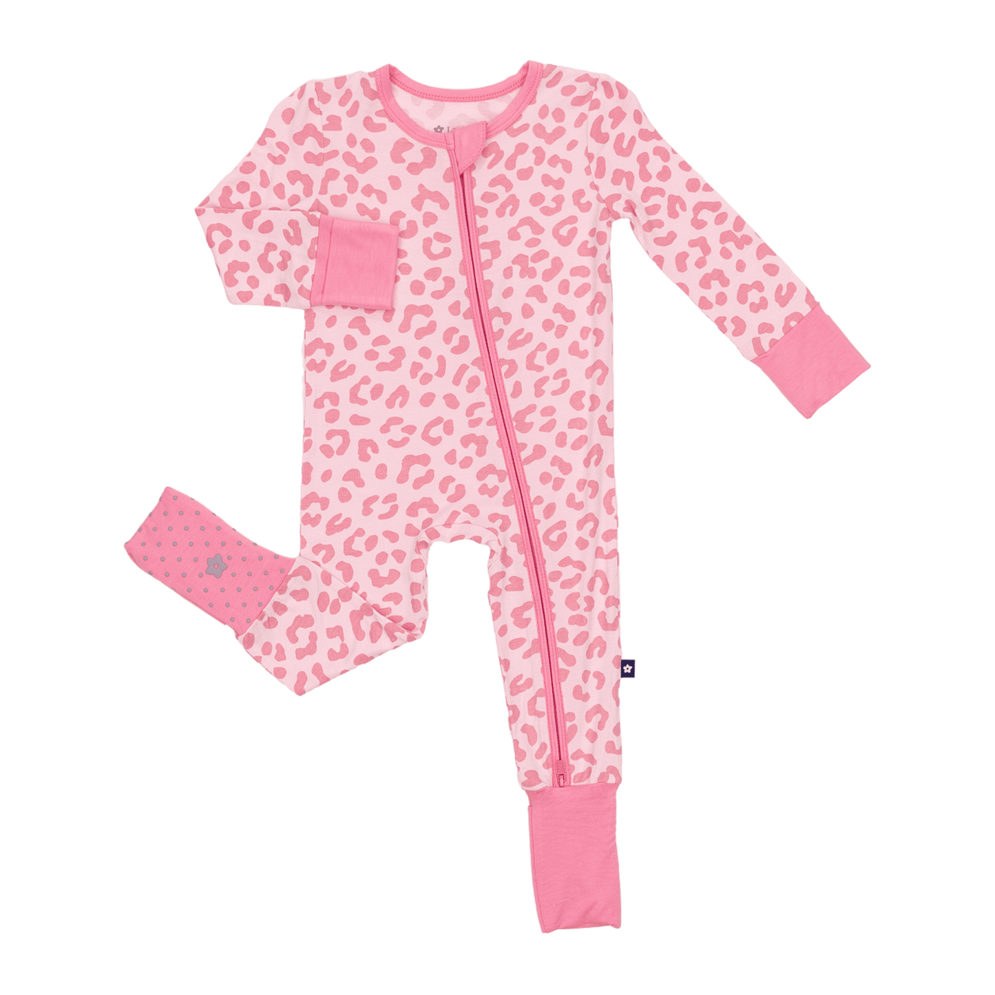 Convertible Footed Romper in Pink Leopard