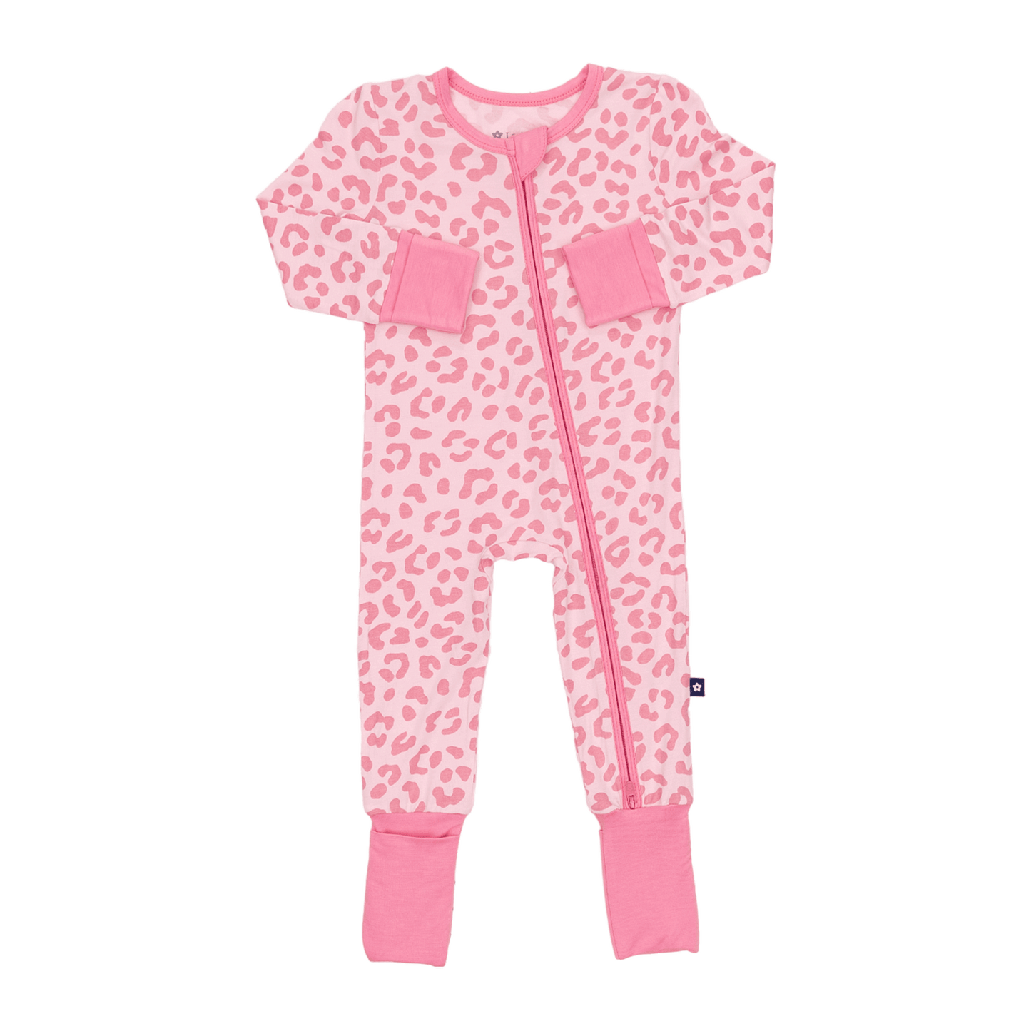 Convertible Footed Romper in Pink Leopard