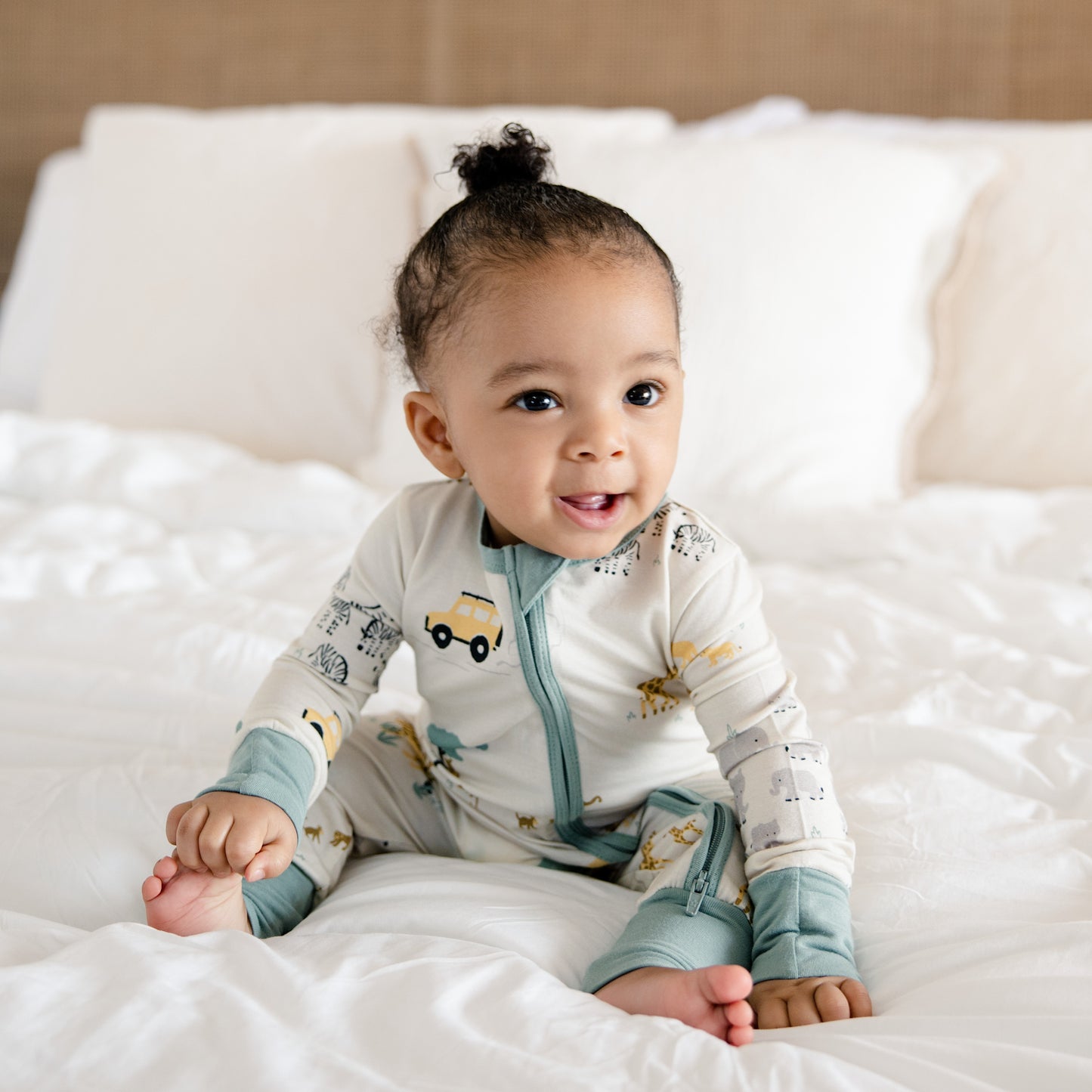 Convertible Footed Romper in Safari