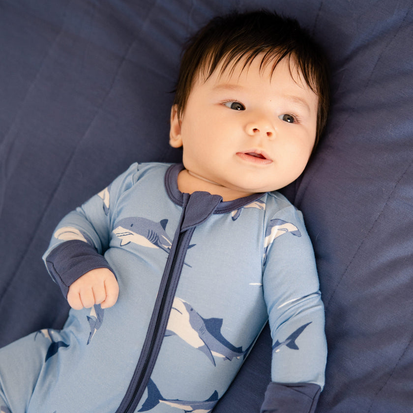 Convertible Footed Romper in Sharks