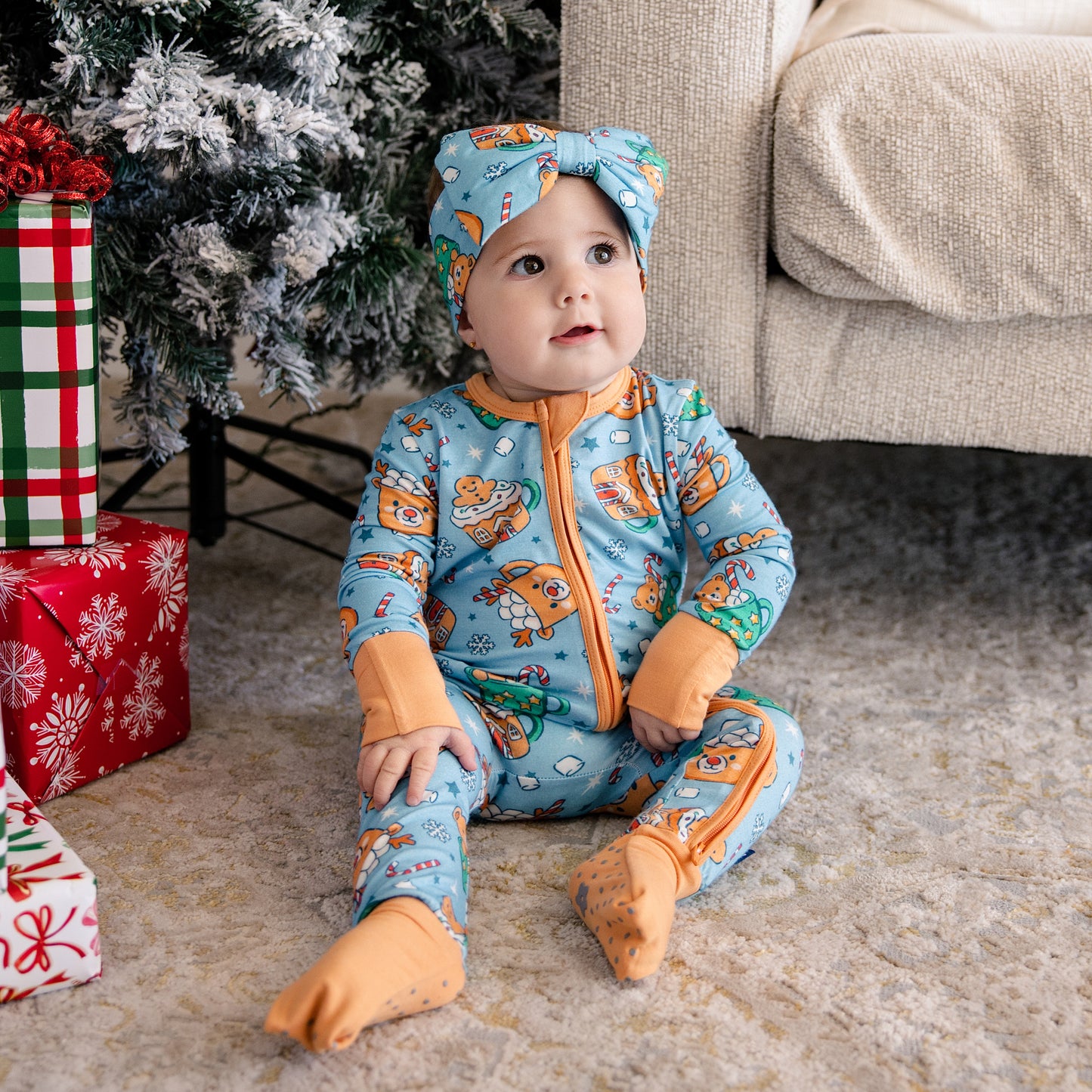 Convertible Footed Romper in Teddy Treat Time