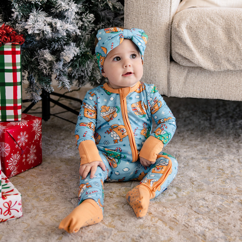 Convertible Footed Romper in Teddy Treat Time