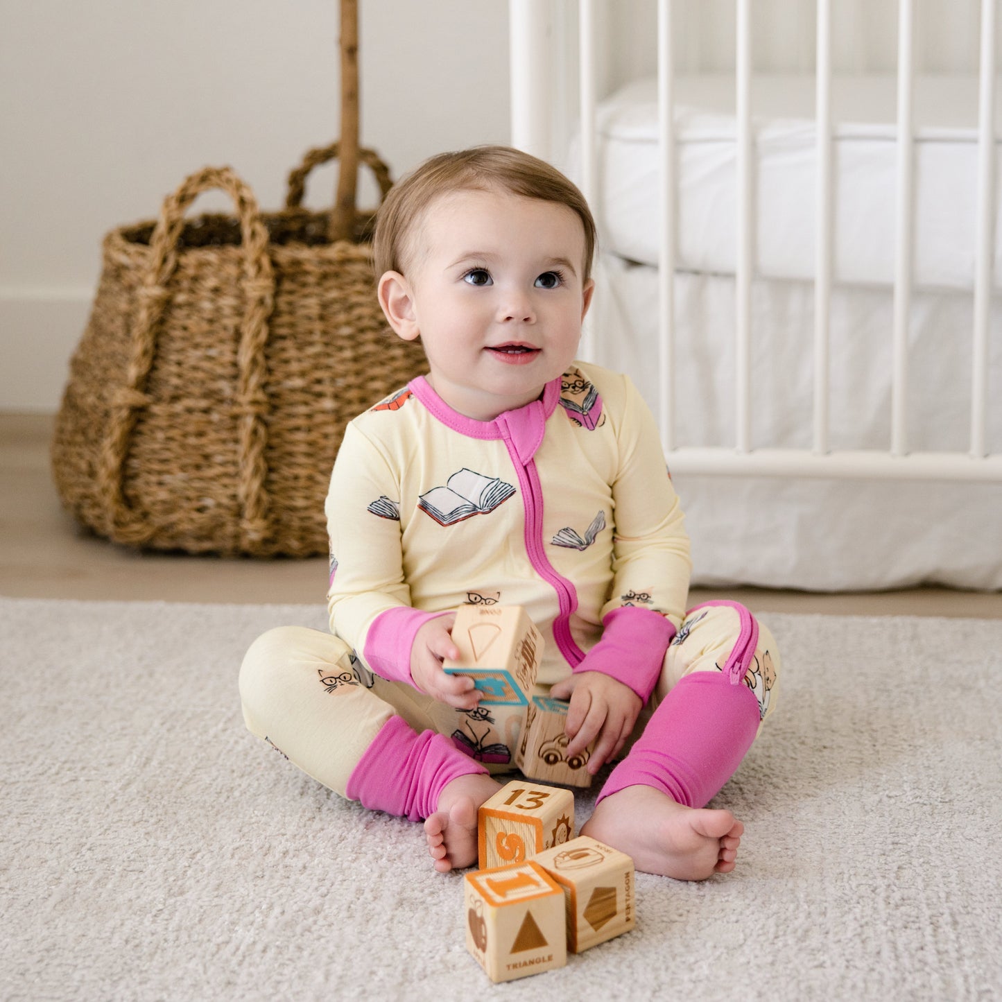 Convertible Footed Romper in Whiskers and Words