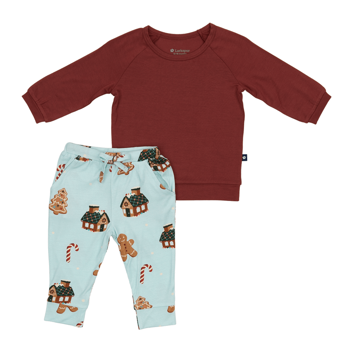 Long Sleeve Jogger Set in Gingerbread Lane