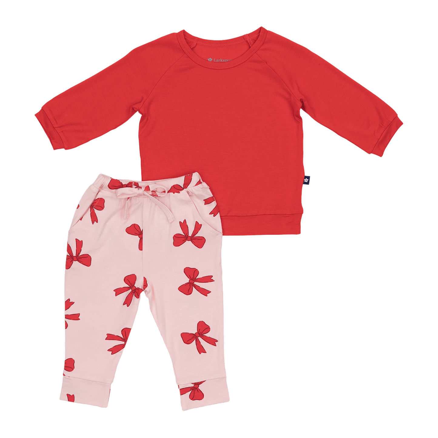 Long Sleeve Jogger Set in Holiday Bows