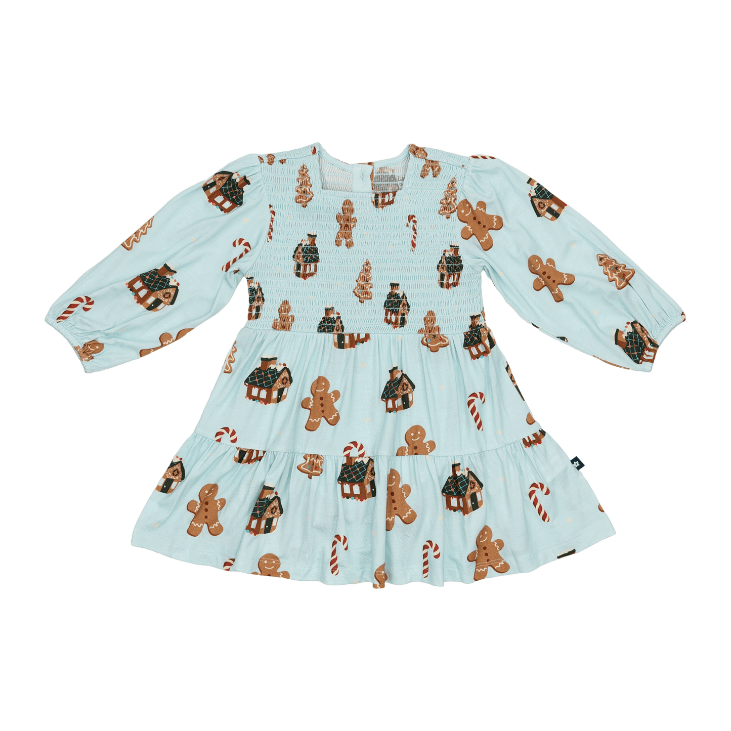 Long Sleeve Smocked Dress in Gingerbread Lane