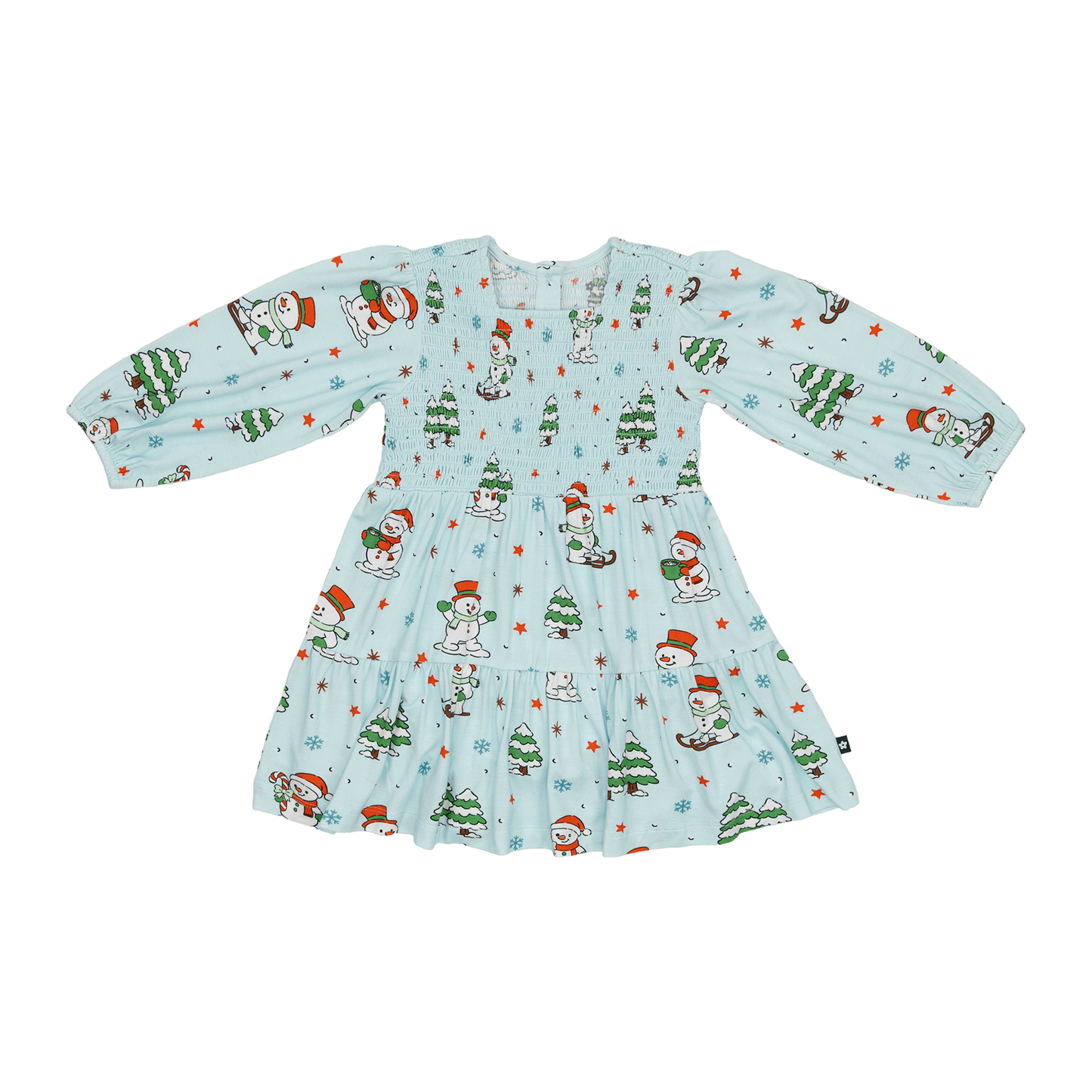 Long Sleeve Smocked Dress in Jingle and Glide