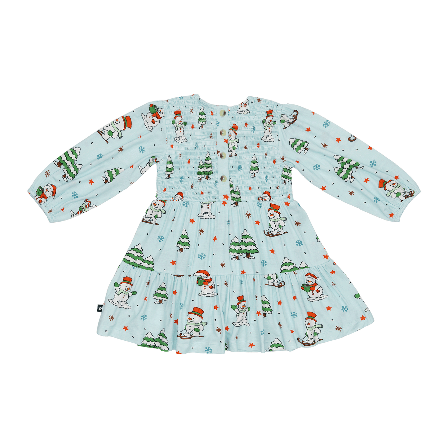 Long Sleeve Smocked Dress in Jingle and Glide