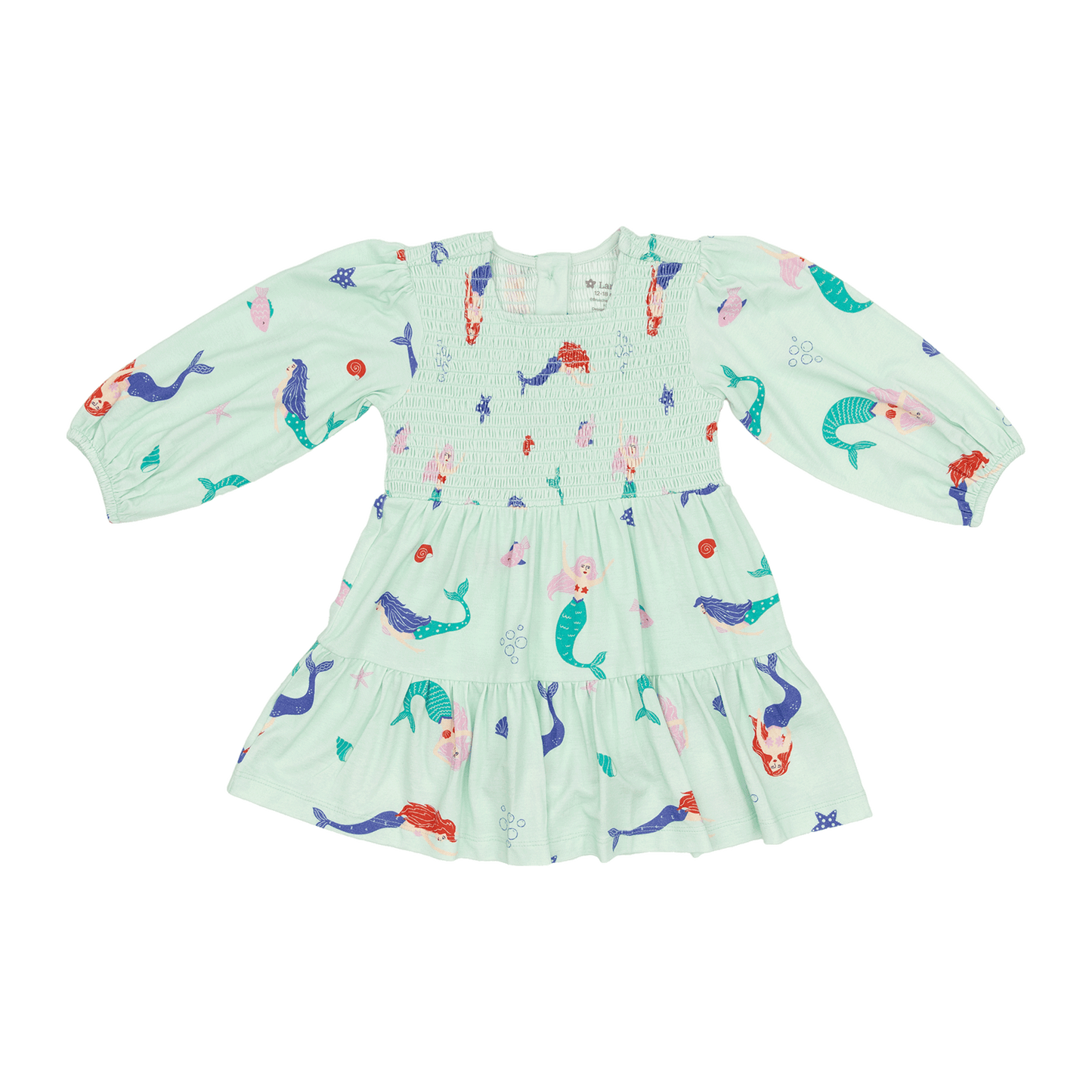 Long Sleeve Smocked Dress in Mermaids