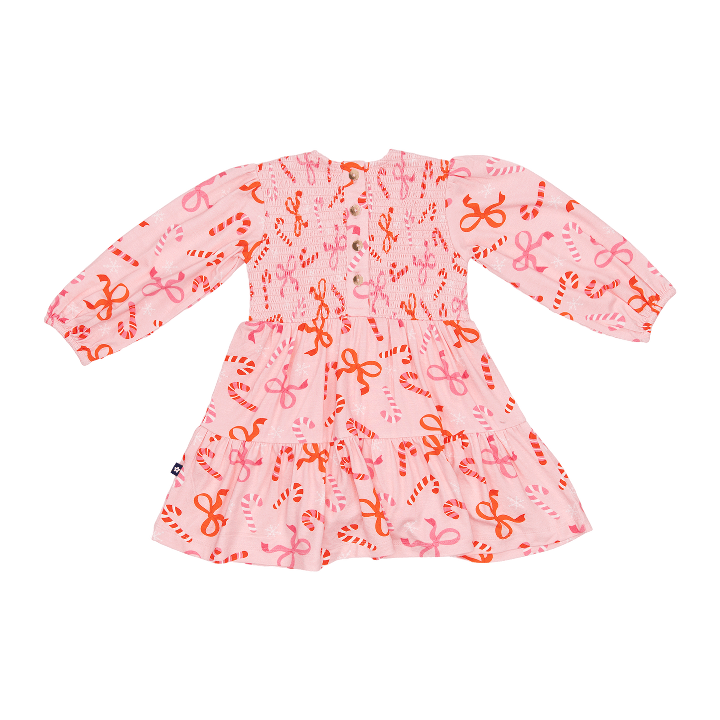 Long Sleeve Smocked Dress in Ribbon and Cheer