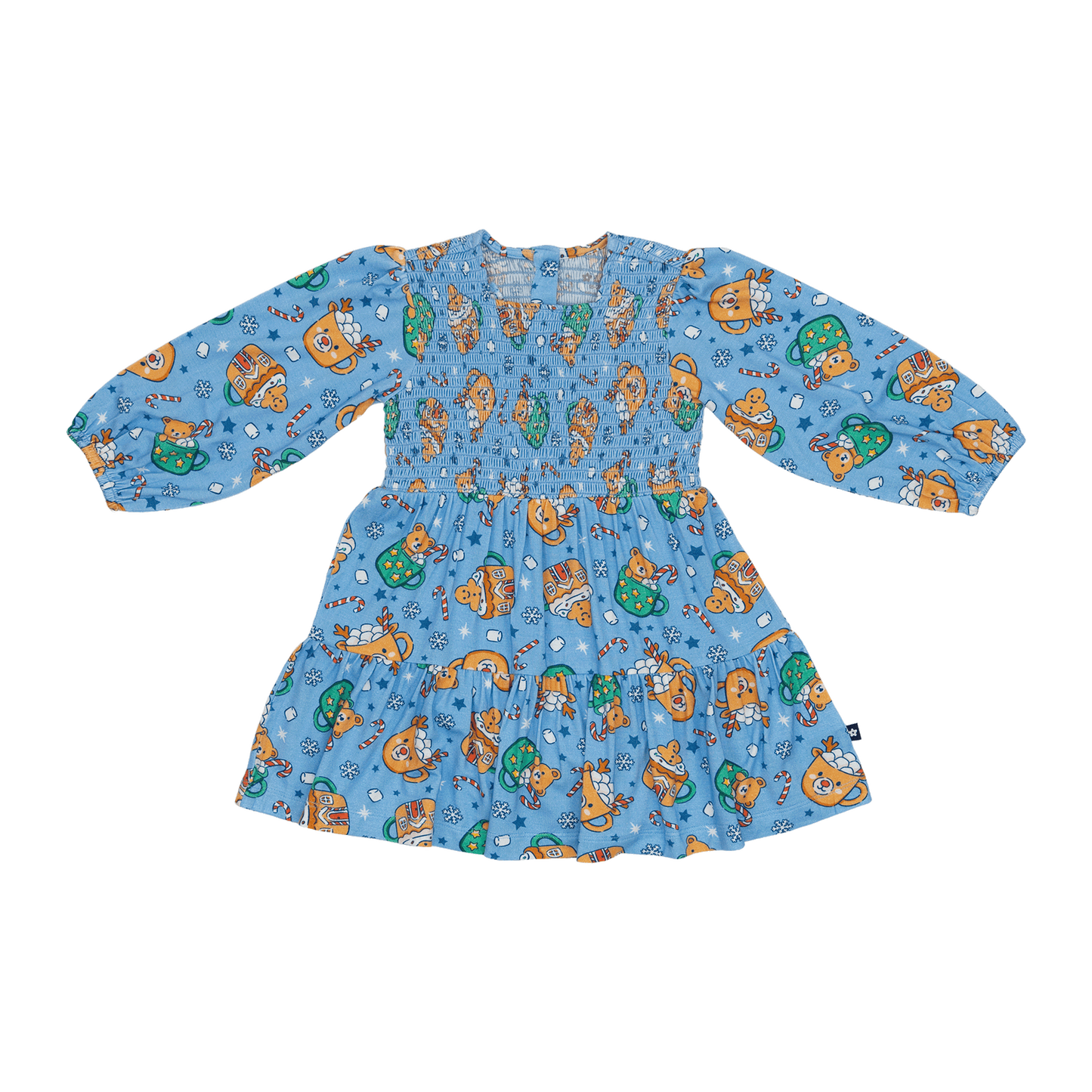 Long Sleeve Smocked Dress in Teddy Treat Time