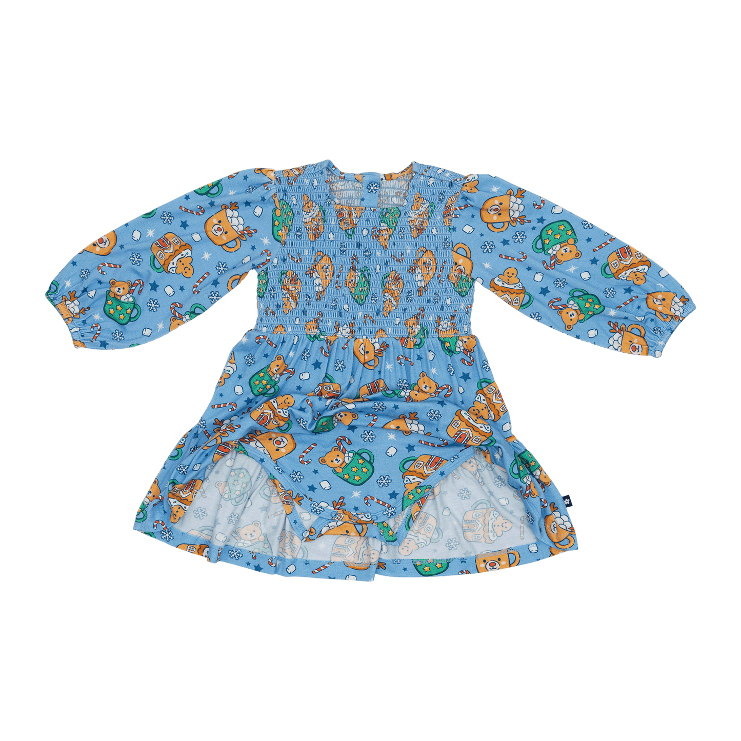 Long Sleeve Smocked Dress in Teddy Treat Time