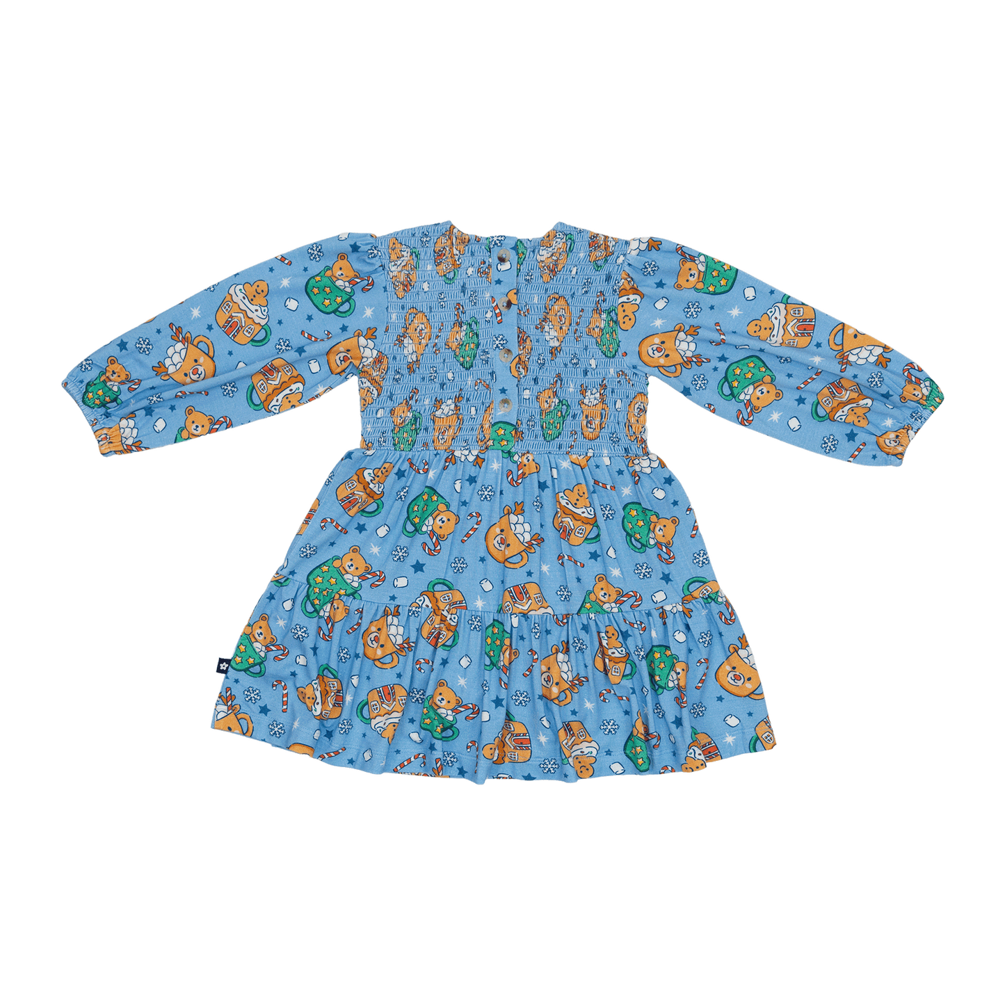 Long Sleeve Smocked Dress in Teddy Treat Time
