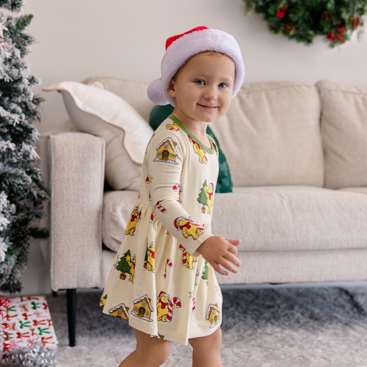 Long Sleeve Twirl Dress in Beary Merry Christmas