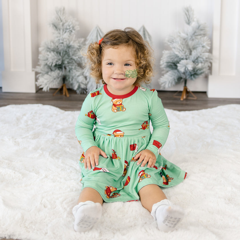 Long Sleeve Twirl Dress in Dear Santa