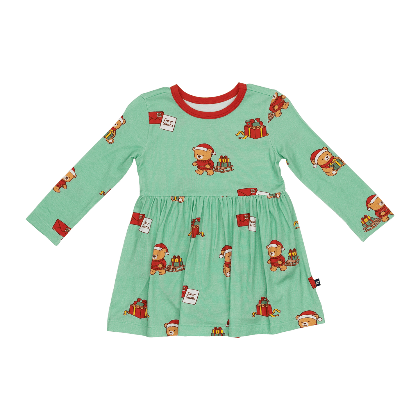 Long Sleeve Twirl Dress in Dear Santa