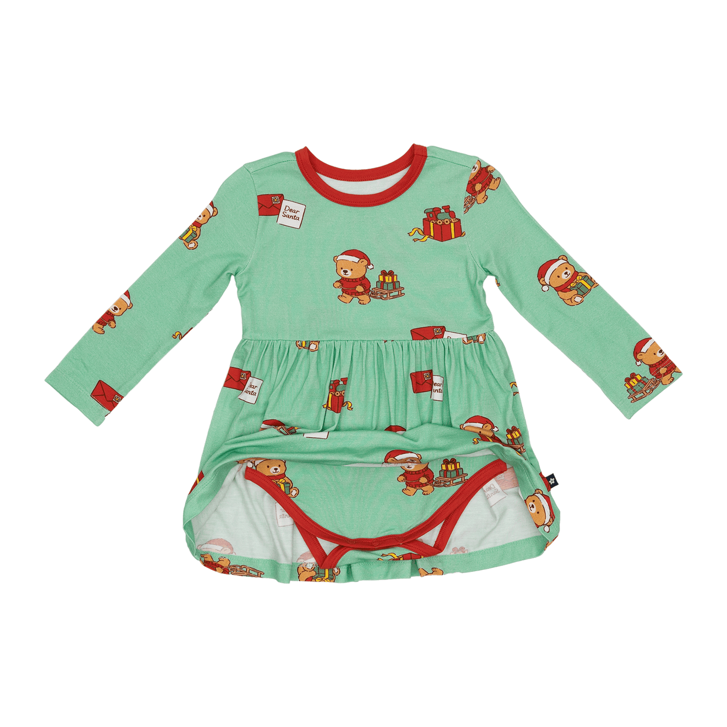 Long Sleeve Twirl Dress in Dear Santa