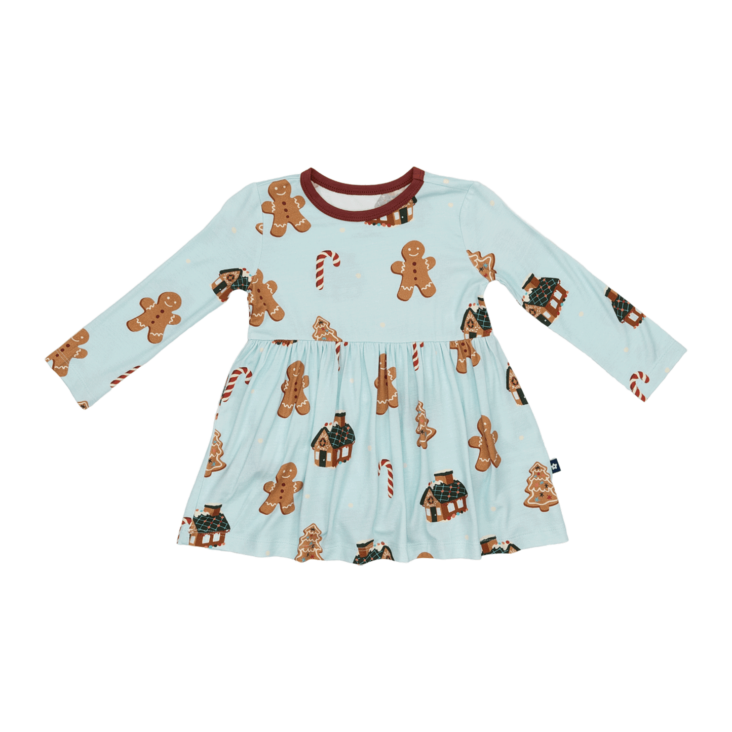 Long Sleeve Twirl Dress in Gingerbread Lane