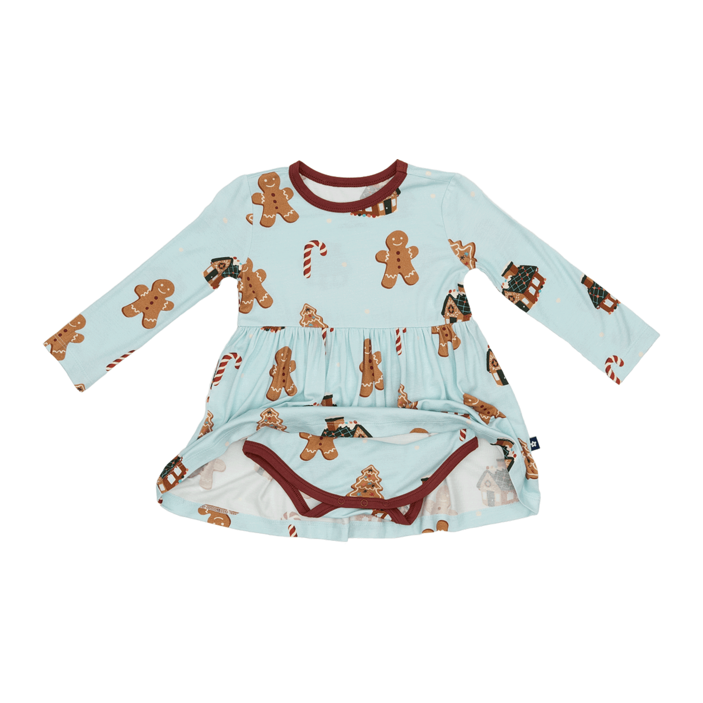 Long Sleeve Twirl Dress in Gingerbread Lane