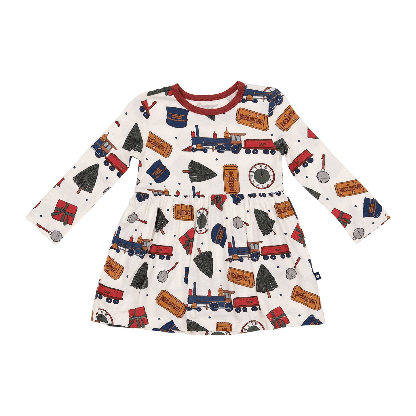 Long Sleeve Twirl Dress in Holiday Express