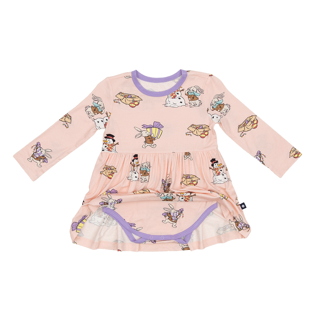 Long Sleeve Twirl Dress in Hoppy Holidays